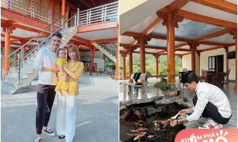 Đưa con về quê Mạc Văn Khoa khoe thêm ảnh cơ ngơi tiền tỷ, có hồ cá như nhà đại gia