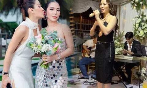 Vbiz có một mỹ nhân cứ đi dự đám cưới là ăn mặc lộng lẫy, lấn lướt cô dâu không thương tiếc