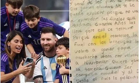 Tờ giấy con trai kẹp trong cuốn sách giúp Messi ghi liền 2 bàn trong trận chung kết World Cup 2022