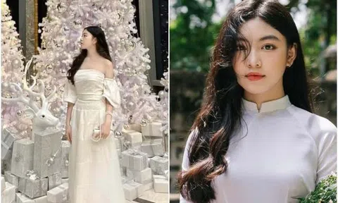 Con gái Quyền Linh mặc đầm dạ hội thướt tha, dân tình xuýt xoa “Con gái nhờ đức cha, ngày đội vương miện Hoa hậu thêm gần”