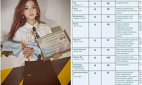 Con gái Bằng Kiều 13 tuổi xinh đẹp học giỏi, bảng điểm ở trường khiến ai cũng trầm trồ