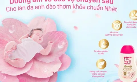 Chăm da bé “chuẩn anh đào" cùng sản phẩm Tắm gội Sakura Pigeon