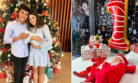 Vừa chào đời, con trai lai Tây của Bùi Tiến Dũng được nuôi theo chuẩn "con nhà giàu", tiệc đầy tháng cũng đặc biệt