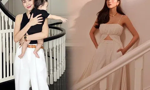 Tăng Thanh Hà bế con trai cưng vẫn khoe cơ bụng không mỡ thừa, dáng gái 3 con chuẩn khỏi chỉnh