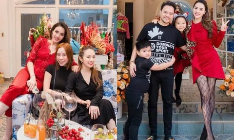 Bà xã Tuấn Hưng tới chúc mừng Trang Nhung có "tin vui", body nàng siêu mẫu chiếm "spotlight"