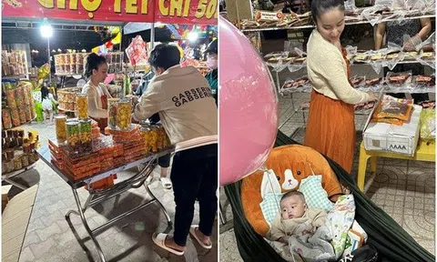 Lê Dương Bảo Lâm kiếm 3 tỷ/tháng, con trai 5 tháng được mẹ bọc trong chăn ra chợ bán hàng Tết giữa đêm