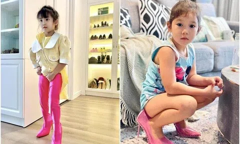 Con gái 4 tuổi của Diệp Lâm Anh lén diện hàng hiệu của mẹ, sành điệu như người mẫu nhí
