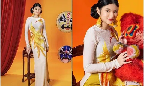 Mặc lại áo dài Tết của mẹ, con gái Trương Ngọc Ánh được dàn mỹ nhân Việt khen ngợi hết lời