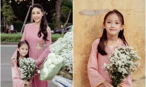 Nhìn con gái Hoa hậu Hà Kiều Anh diện áo dài dịu dàng xuống phố như thấy được hình ảnh Hoa hậu tương lai