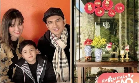 Vợ cũ Đan Trường cùng con trai trang trí nhà đón Tết, lần đầu tự nhuộm hoa lan tím thành màu đỏ