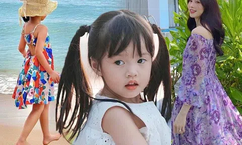 Con gái không che mặt của hoa hậu Đặng Thu Thảo chân dài như sếu, đi biển mặc váy đẹp hệt mẹ