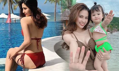 Nuôi con một mình, Thiên An vẫn đẹp mơn mởn, diện áo tắm khoe dáng lụa là, con gái có nét giống hệt