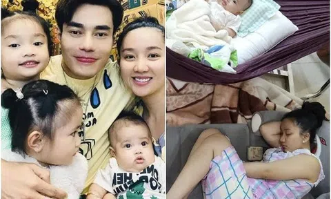 Cảnh bỉm sữa của vợ nam diễn viên thu nhập tiền tỷ Lê Dương Bảo Lâm: Nằm co ro dưới đất trông con, mặc đồ bộ 35 nghìn
