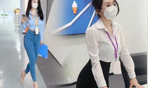 Thư ký khẩu trang đi làm ăn mặc bó chẽn làm chị em "nóng mắt", cũng sơ mi váy ôm nhưng lạ lắm!