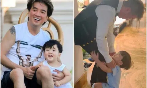 U50 mới có con trai đầu lòng, Đàm Vĩnh Hưng tan chảy khi quý tử ôm chặt chân không cho bố đi làm