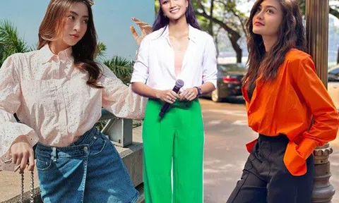 Kiểu áo sơ mi 2023 từ diễn viên tới hoa hậu đều mê, che bụng mỡ, bắp tay thô lại "hack" ngực lép