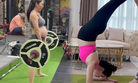 Hội mẹ ỏng Vbiz vẫn chăm vác bụng bầu đi tập: người sợ "múp", người muốn có thắt eo hì hục nâng tạ