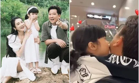 Lần đầu đi Mỹ con gái Nhã Phương bám chặt Trường Giang, ai cũng hỏi mẹ bé đâu