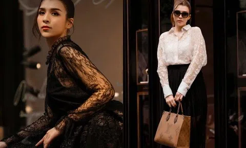 Á hậu Hoàng Thùy Anh xách túi gần 80 triệu đồng sang chảnh dạo phố