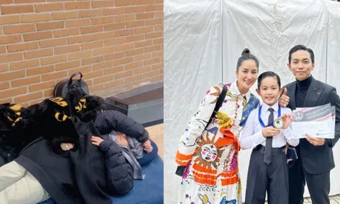 Mẹ bầu Khánh Thi nằm ngủ vạ vật ở trời Tây làm Phan Hiển xót xa, giúp cả chồng lẫn con trai giành giải quốc tế