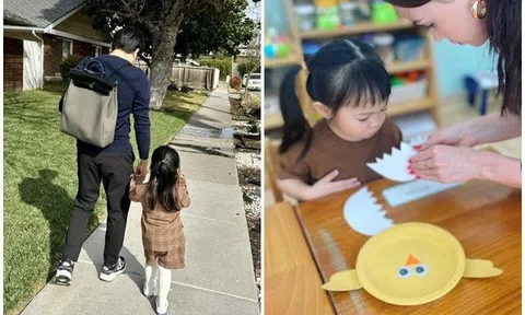 Sau chuyến “du học” 1 tháng ngắn ngủi ở Mỹ, Suchin được vợ chồng Cường Đôla đưa đi học mẫu giáo ở Việt Nam