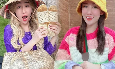 Gái Bạc Liêu chơi lớn, mạ vàng dép tổ ong, nón lá sang như hàng hiệu