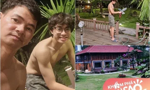 Xuân Bắc đăng cảnh cởi trần bắt các con làm việc vào tối muộn, vô tình để thấy không gian "biệt phủ" như mơ
