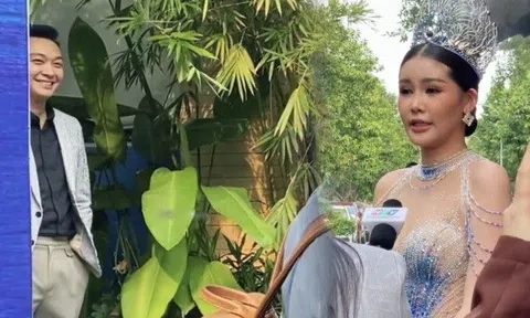 Chồng điển trai đứng nhìn cô vợ từng mang danh "Hoa hậu xấu nhất Việt Nam", ánh mắt gây chú ý