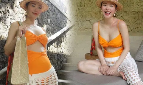 Mang thai gần 6 tháng, Minh Hằng diện đồ bơi khoe bụng "tròn ủm", vóc dáng mẹ bầu siêu gợi cảm