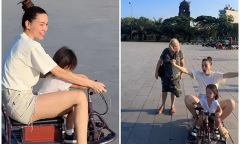 Hồ Ngọc Hà áo phông quần đùi tất bật chăm hai con, mẹ chồng Thụy Điển có biểu cảm gây chú ý