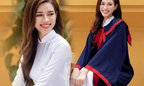 Đỗ Thị Hà là nàng hậu có nhiều duyên nợ với áo dài, mỗi lần diện là bừng sáng cả góc trời