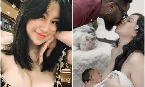 Tiểu thư Hà thành 70 nghìn người theo dõi có con cùng chồng châu Phi, đăng ảnh dùng khăn che ngực cho con bú tuyệt đẹp