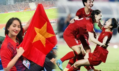 Tuyển nữ Việt Nam lần 8 vô địch SEA Games 32: Khánh Thi một mình "bế" bụng bầu lớn ra sân Campuchia cổ vũ