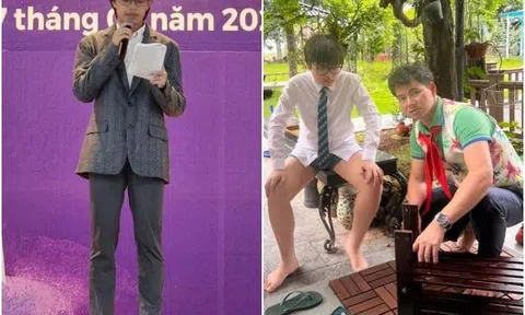 Con trai Xuân Bắc diện vest bảnh bao giống hệt bố ngày trẻ, con trai thứ hai hoá doanh nhân quần short