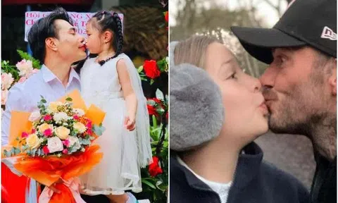 Lê Dương Bảo Lâm đăng ảnh hôn môi con gái lớn, được khen tinh tế khác hẳn David Beckham