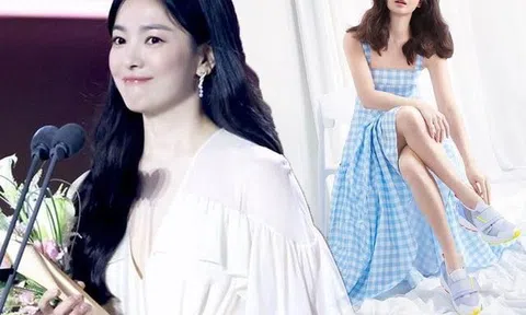 "Giàu nứt đố đổ vách", Song Hye Kyo 5 năm vẫn mê váy hoa giá rẻ, giấu bụng, che bắp tay tài tình