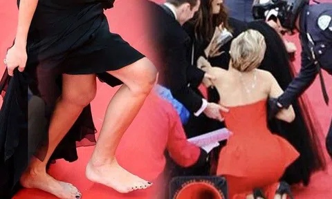 Cứ lên thảm đỏ là té, một nữ minh tinh phá vỡ quy tắc ăn mặc khắt khe của LHP Cannes