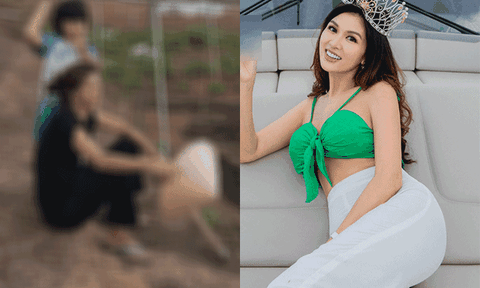"Hoa hậu đông con nhất Việt Nam" về quê cày cuốc, "giao diện" đen nhẻm, dáng gầy còm