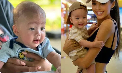 Thủ môn Bùi Tiến Dũng lần đầu khoe cận mặt con trai với vợ Tây, quý tử có màu mắt độc lạ hút hồn