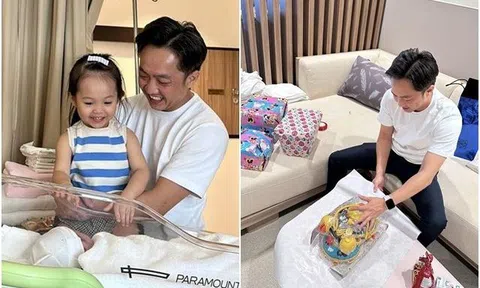 Đàm Thu Trang nằm viện đúng 1/6, Cường Đôla tranh thủ vào chăm vợ, tự tay gói quà Tết thiếu nhi cho đàn con