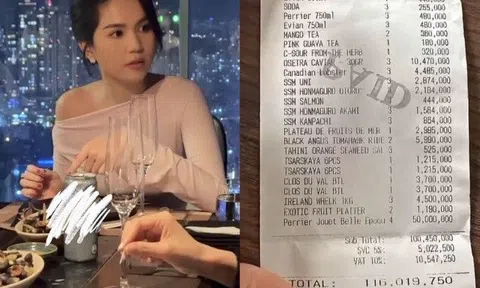 Ăn tối hoá đơn hơn 116 triệu, Ngọc Trinh "tá hỏa" than đắt, cảm thấy phí tiền