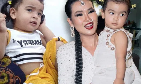 Võ Hạ Trâm để bà vú "lên đồ" cho con gái lai Ấn, 23 tháng "nghệ" như 5 tuổi, không một chút giống mẹ