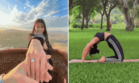 Mỹ nhân Việt được cầu hôn trên khinh khí cầu bẻ cong cơ thể giữa công viên, "chuốt" thân hình búp bê