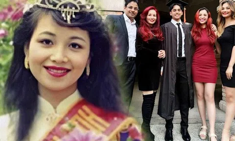 Hoa hậu Việt Nam đầu tiên lấy chồng Ấn, 39 tuổi vẫn thi thế giới, tuổi 54 tóc tai "cháy" hơn con