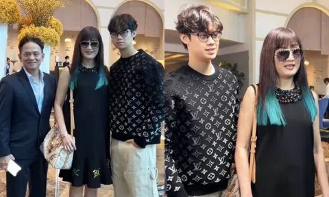 "Nữ hoàng ảnh lịch" Hiền Mai U60 được chồng Việt kiều "kè kè", trai trẻ hơn 1m80 đứng cạnh nắm tay không rời