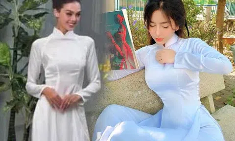 Vợ Tây của Bùi Tiến Dũng dáng chuẩn như thiên thần nội y, vẫn "thất thủ" khi diện áo dài trắng