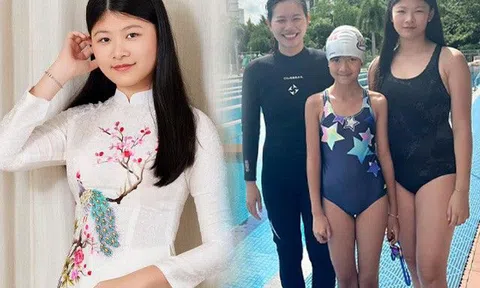 Con gái Bình Minh 13 tuổi cao 1m74, chân dài vượt "kình ngư" Ánh Viên, xinh giản dị