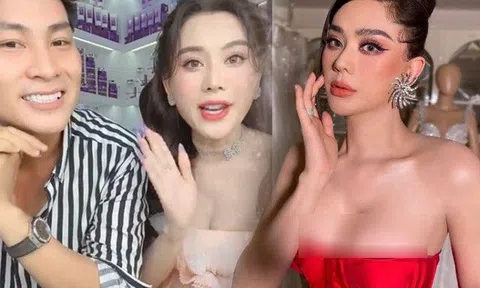 Lên sóng livestream cùng chồng cũ, Lâm Khánh Chi mặc váy trễ nải, lấp ló thềm ngực đầy