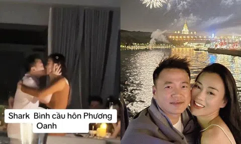 Rộ clip Phương Oanh được Shark Bình quỳ gối cầu hôn, trao nụ hôn nồng cháy trước mặt con gái của vợ cũ