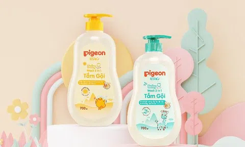 Ẩm mượt da xinh cùng sữa tắm gội 2 trong 1 Pigeon